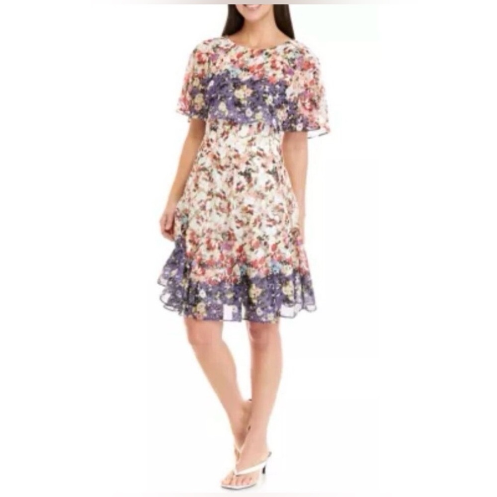 Gabby Skye Floral Midi Dress in Multicolor